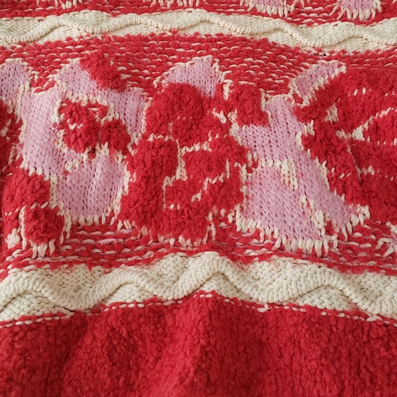 Zara Jacquard Knit Pink and Red Chunky Sweater - size small - Picture 8 of 15